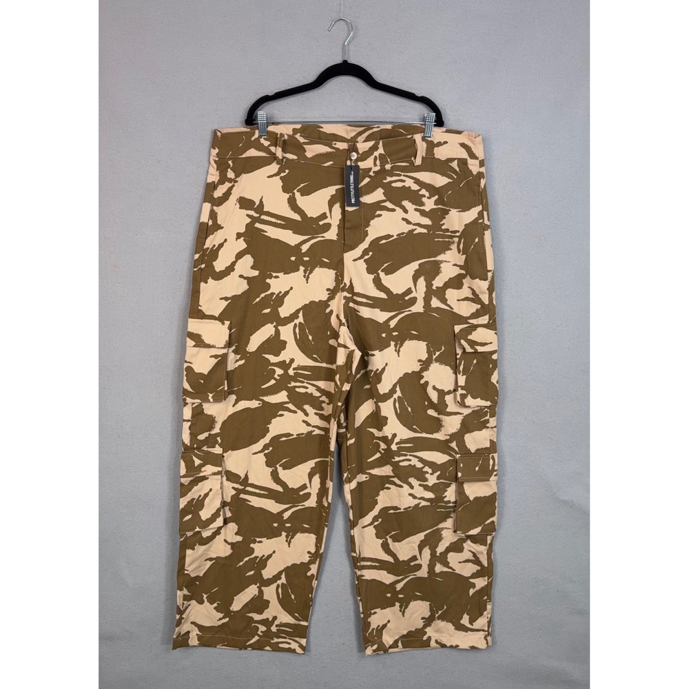 PrettyLittleThing Cargo Pants Womens 20 Beige Camo Plus Size Utility Streetwear